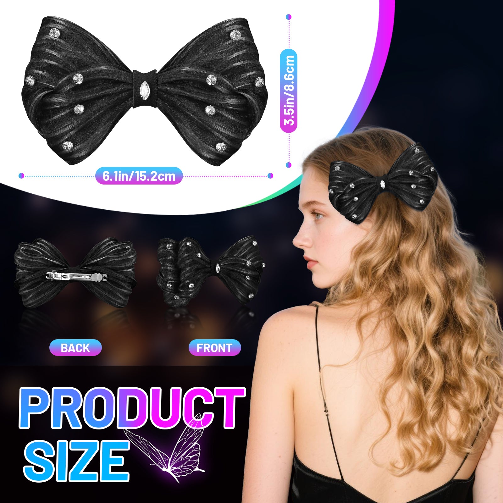 7 Colors Light up Hair Accessories Rhinestone