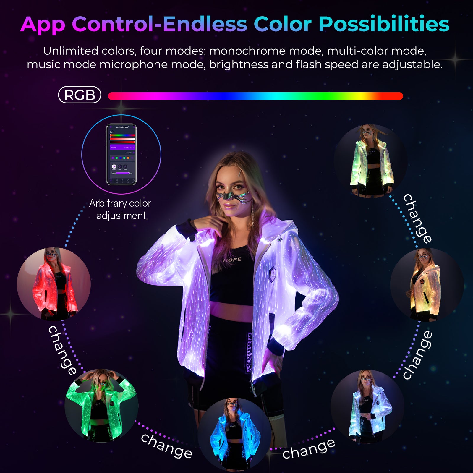 Light Up Rave Long-sleeved Hoodie