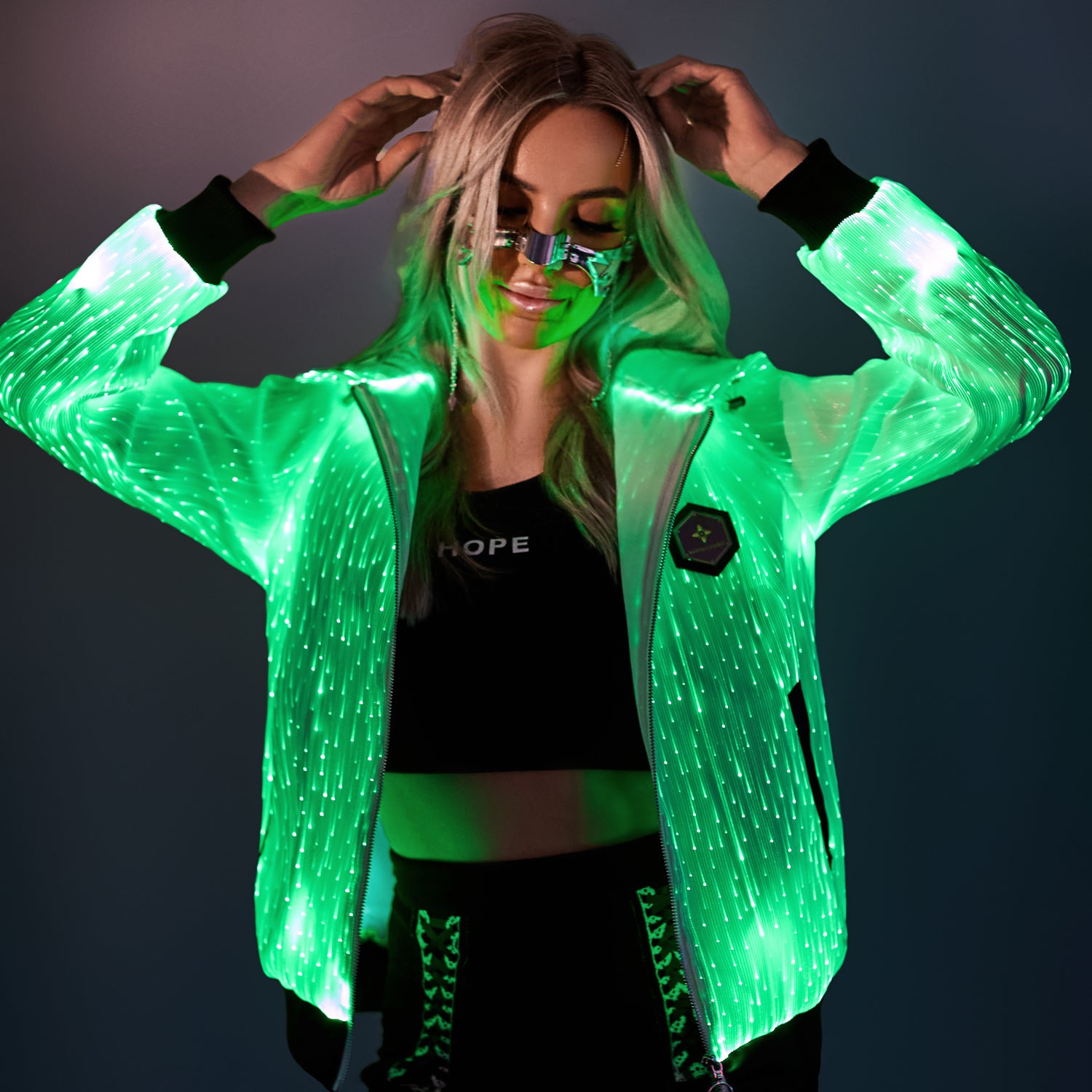 Light Up Rave Long-sleeved Hoodie
