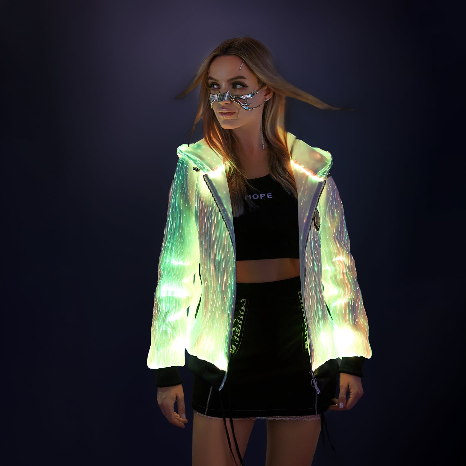 Light Up Rave Long-sleeved Hoodie