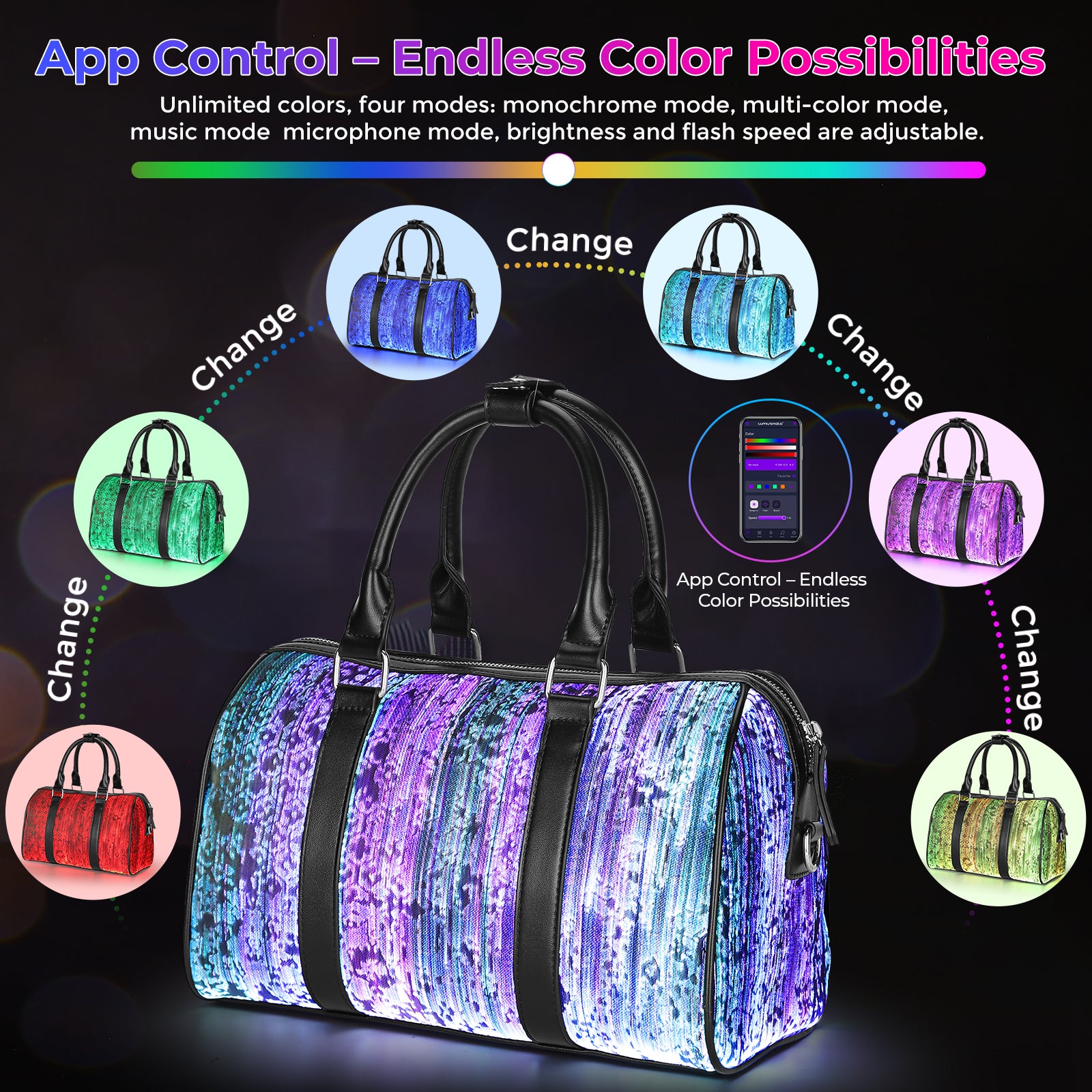 Small Travel Bag Sleek Black Handbag