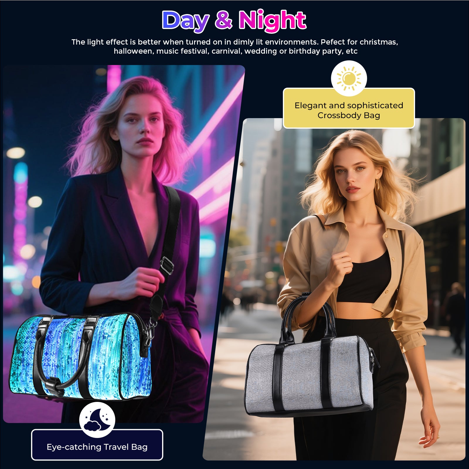 Small Travel Bag Sleek Black Handbag