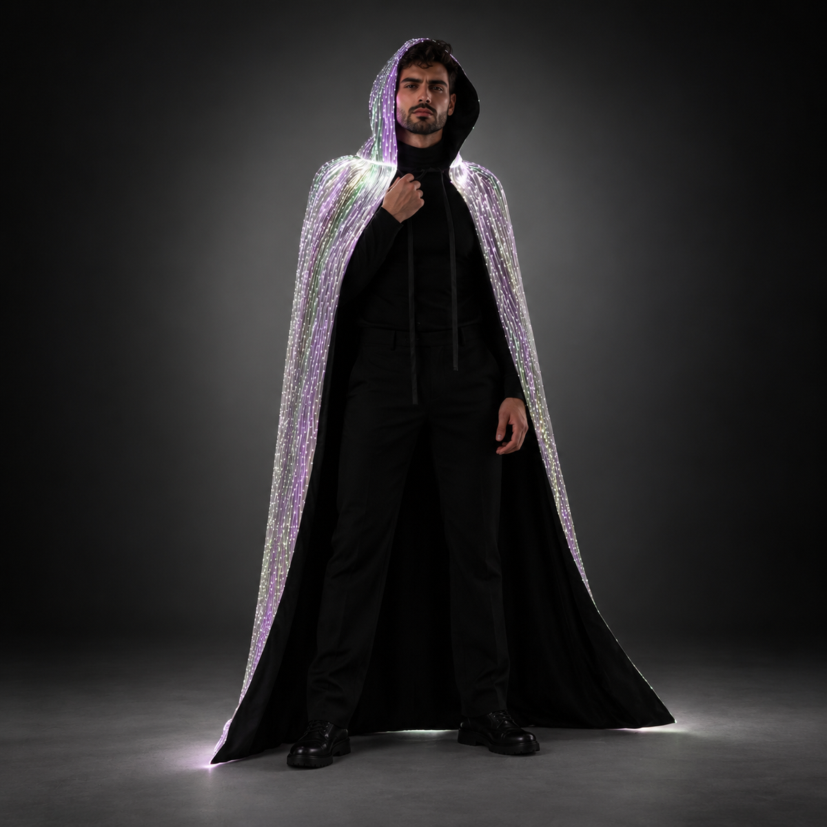 Halloween Light Up Men Hooded Cape