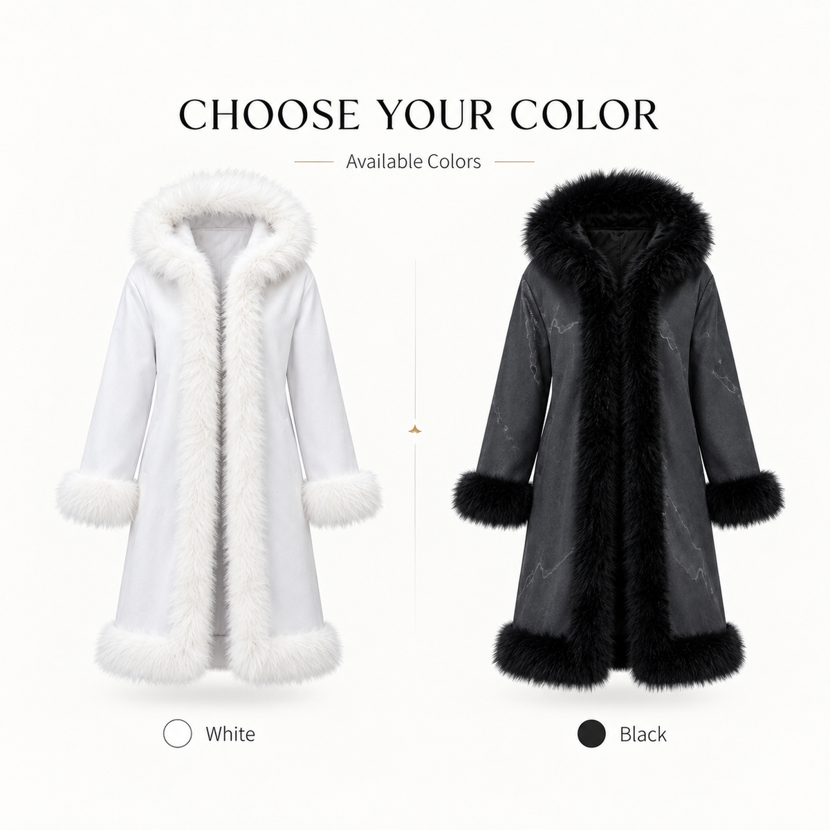 Men’s Light Up Faux Fur Hooded Long Coat
