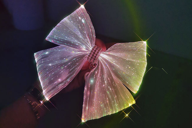 Fiber optic fabric pearl hairpin