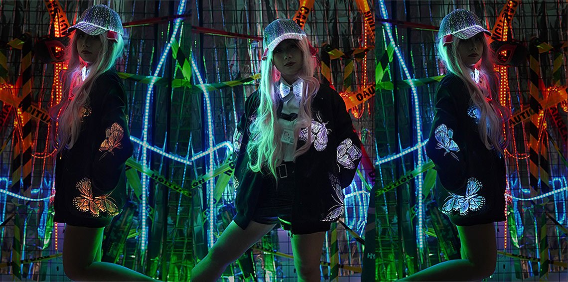 Light up butterfly jacket front and sides