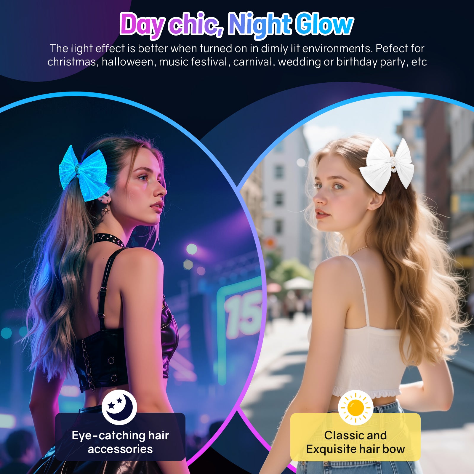 Led Light Up White Women Pearl Hairpin