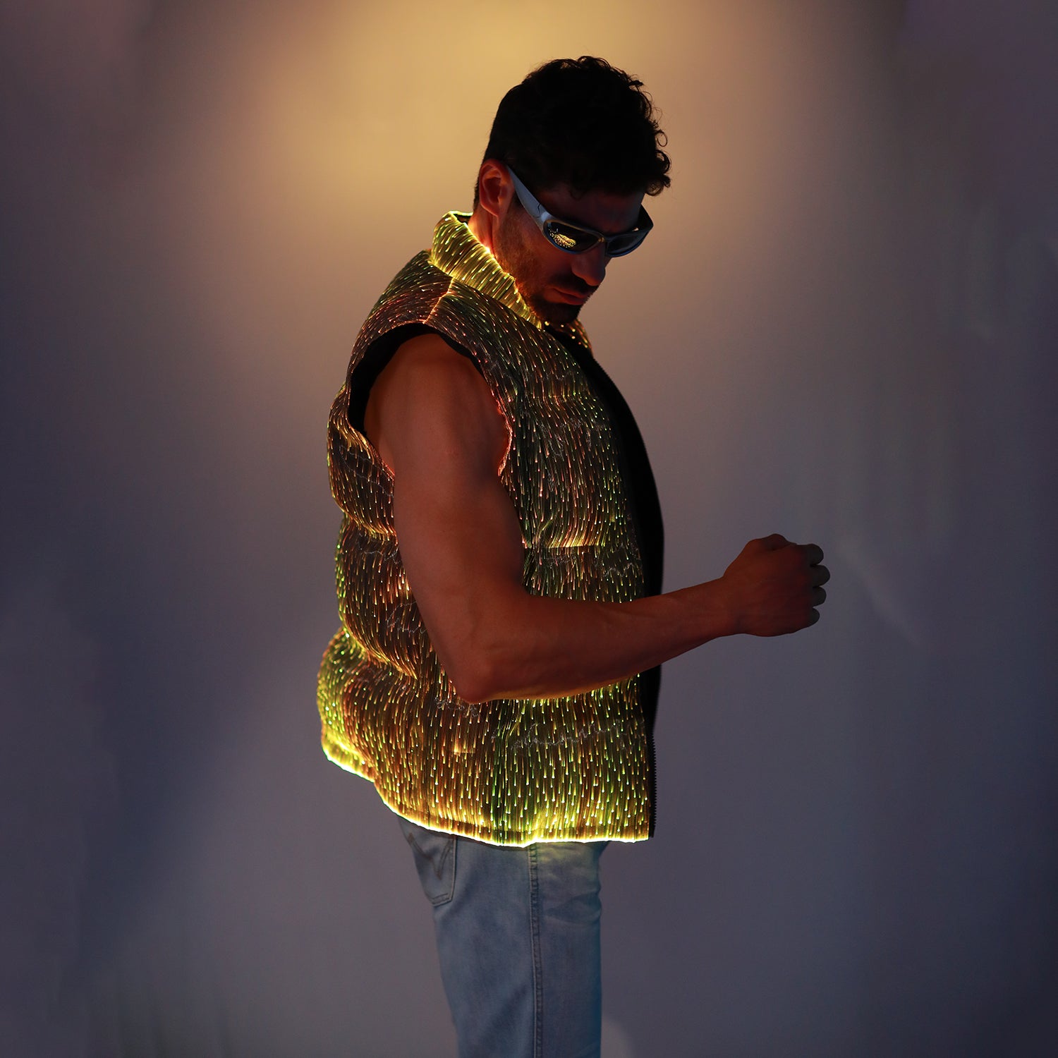 Light Up Men Sleeveless cotton-padded jacket