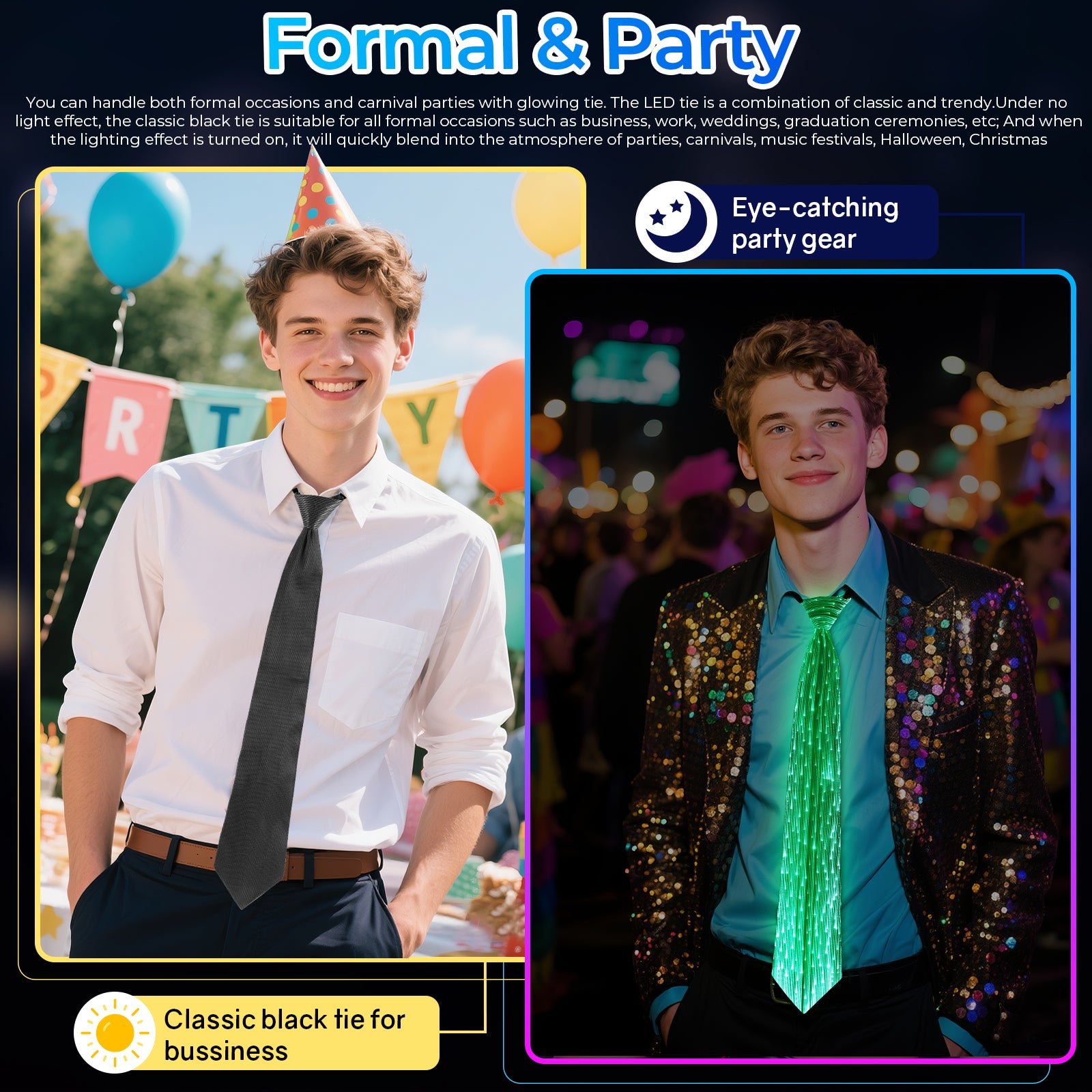 Halloween Christmas Light Up Tie