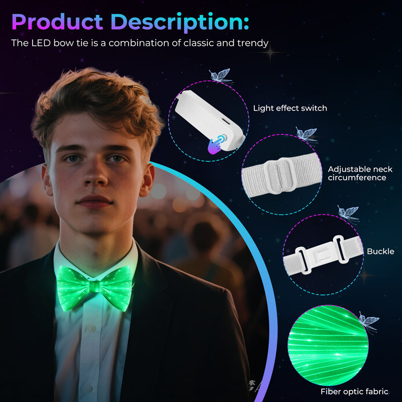 Halloween Christmas Light Up Bow Tie