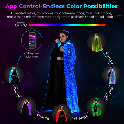 Halloween Light Up Women Hooded Cape