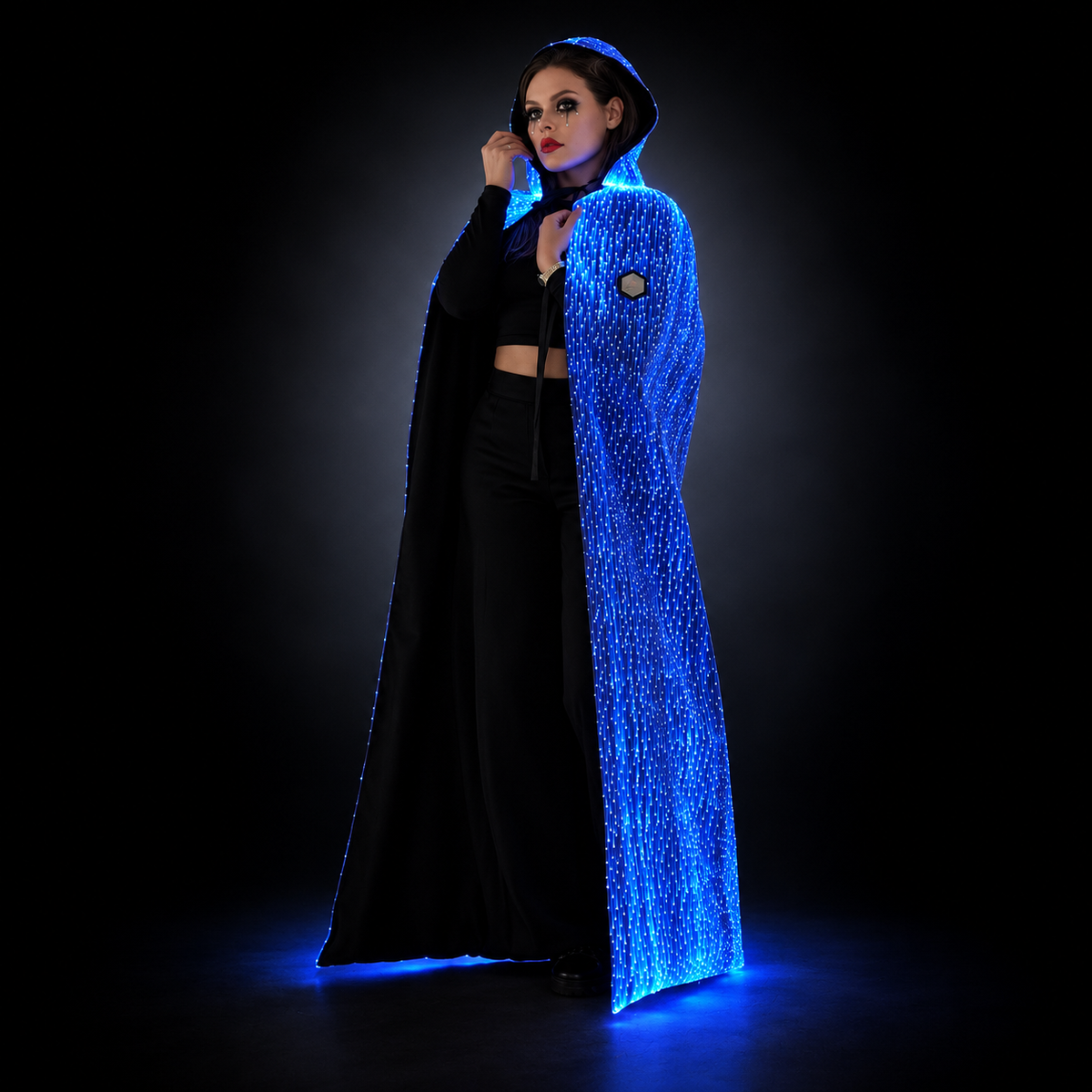 Halloween Light Up Women Hooded Cape