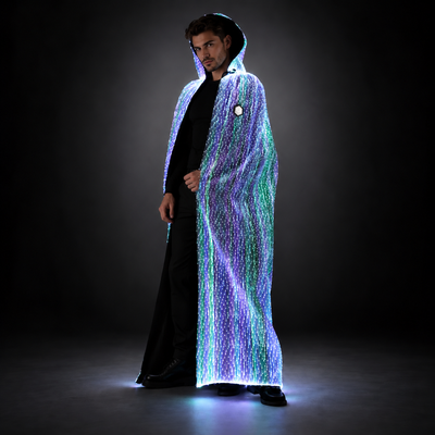Halloween Light Up Men Hooded Cape