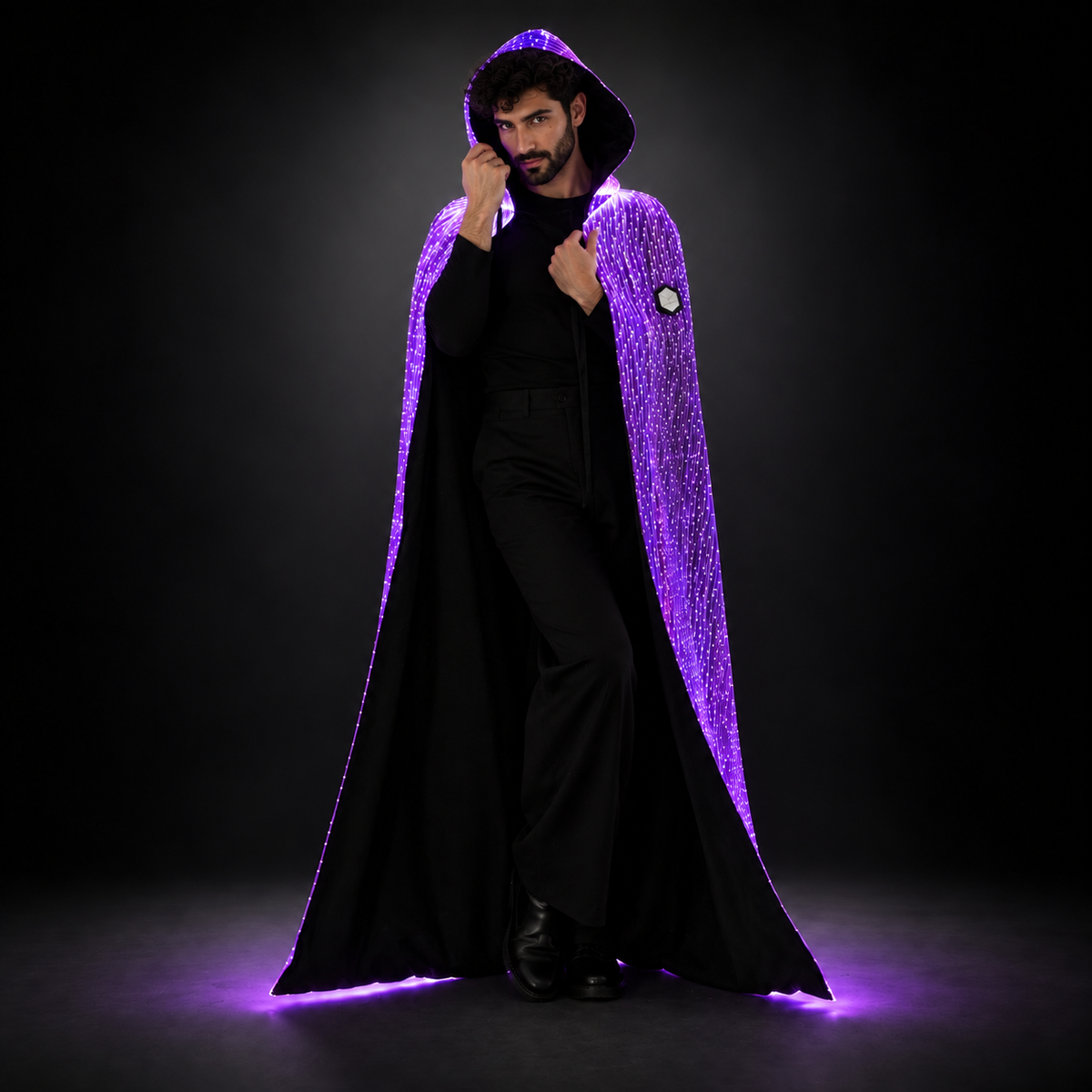 Halloween Light Up Men Hooded Cape