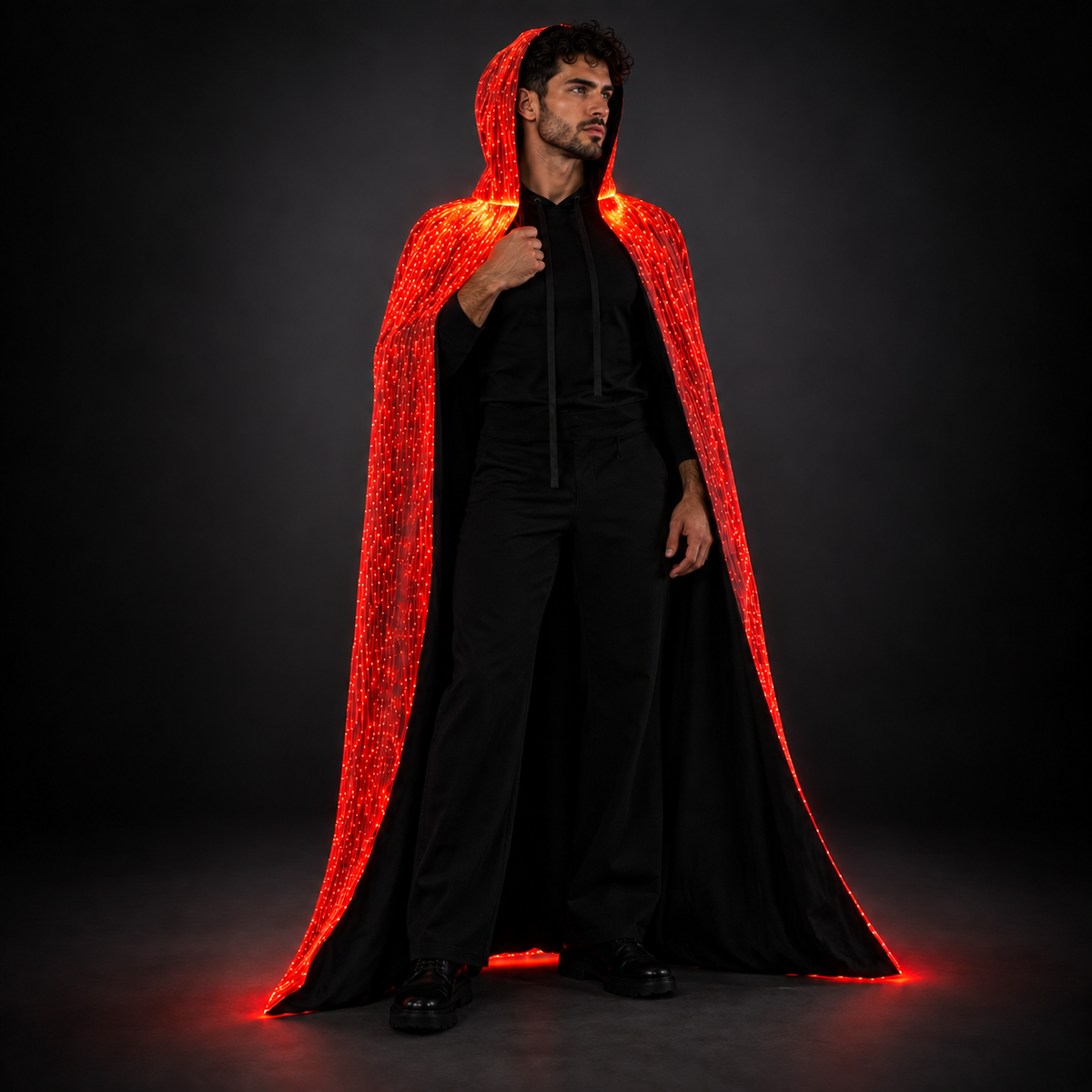 Halloween Light Up Men Hooded Cape