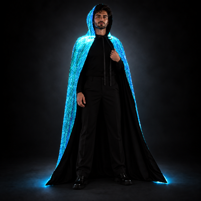 Halloween Light Up Men Hooded Cape