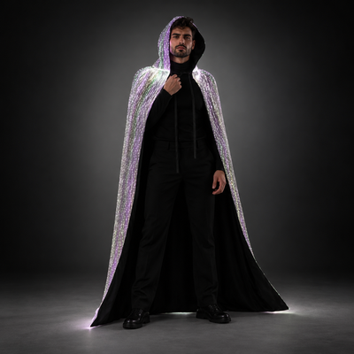 Halloween Light Up Men Hooded Cape