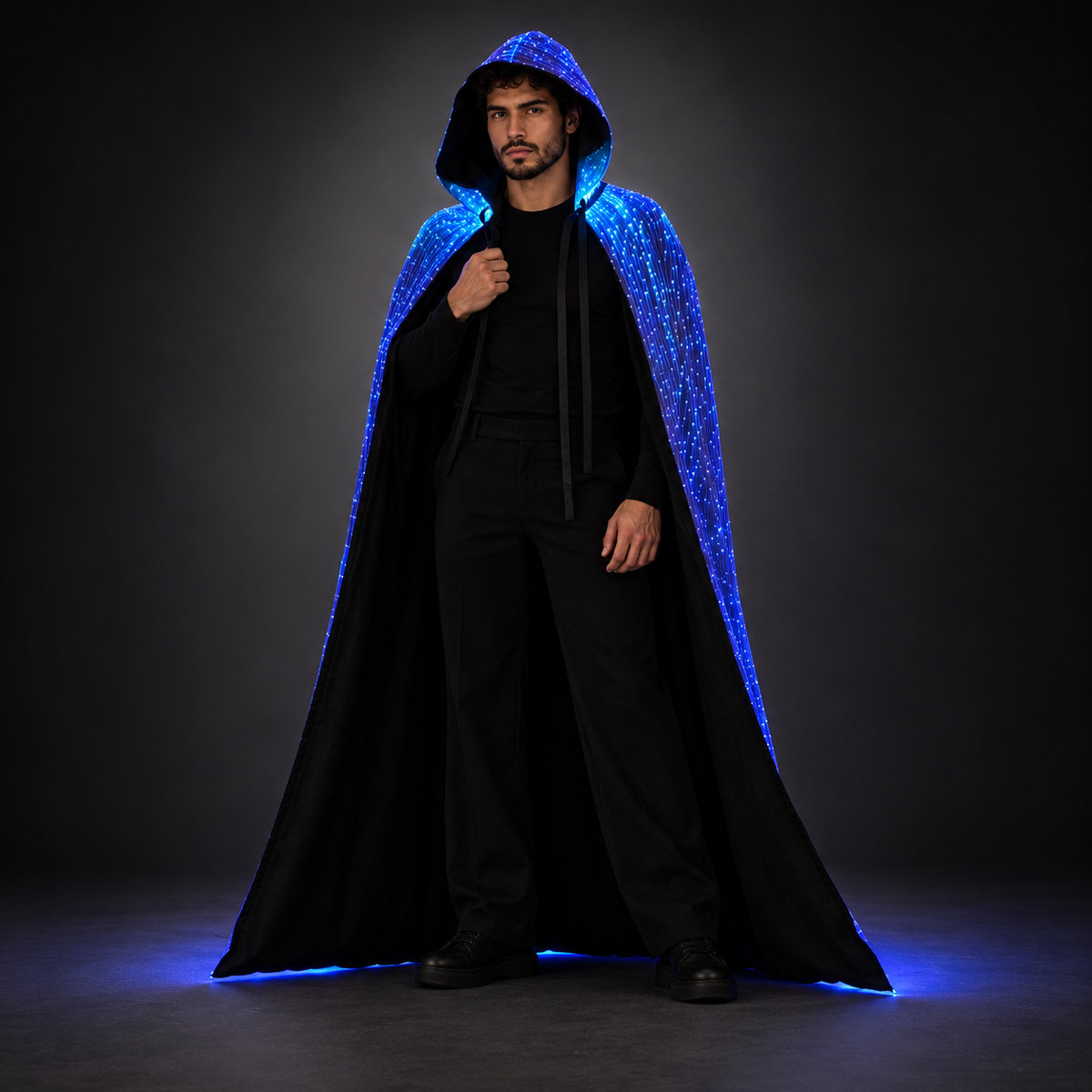 Halloween Light Up Men Hooded Cape