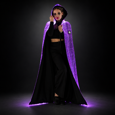 Halloween Light Up Women Hooded Cape