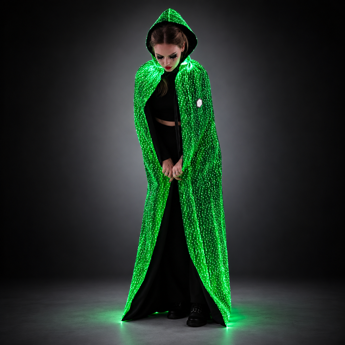 Halloween Light Up Women Hooded Cape