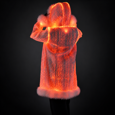 Women’s Light Up Faux Fur Hooded Long Coat