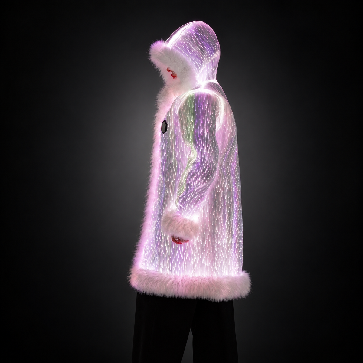 Women’s Light Up Faux Fur Hooded Long Coat
