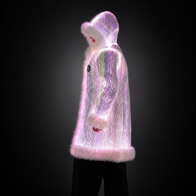Women’s Light Up Faux Fur Hooded Long Coat