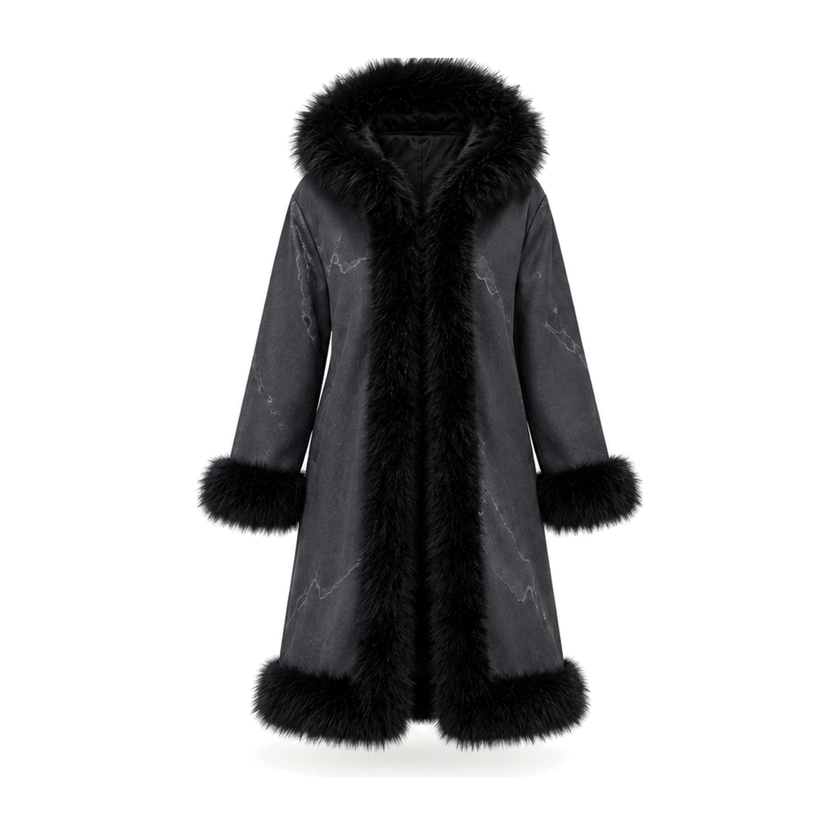 Men’s Light Up Faux Fur Hooded Long Coat