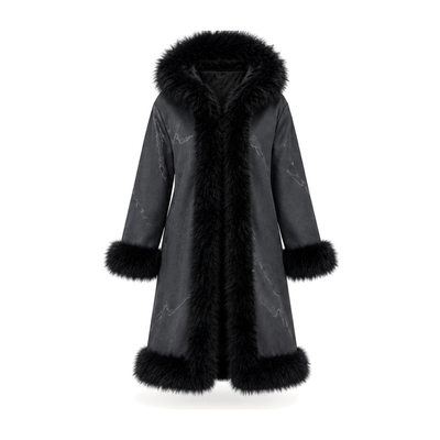 Men’s Light Up Faux Fur Hooded Long Coat