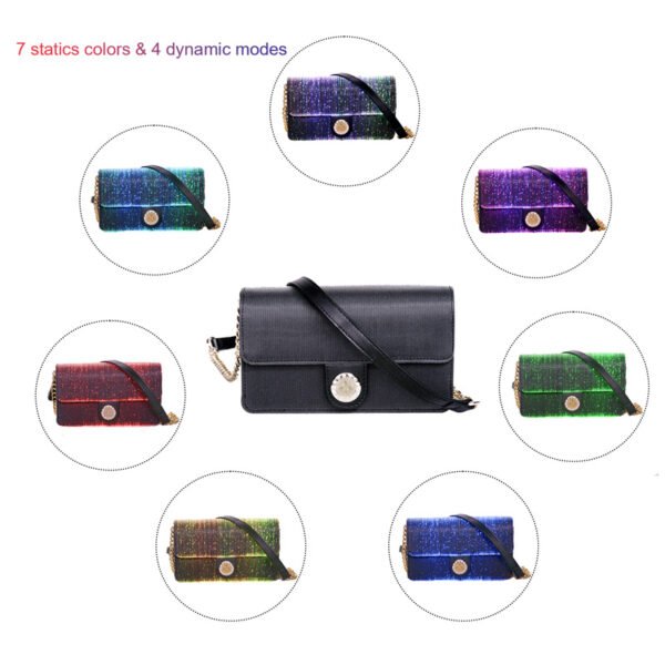 Light Up designer crossbody bags, Clutch Wallet Glitter with Metal Chain Strap - Lumisonata - Image 5