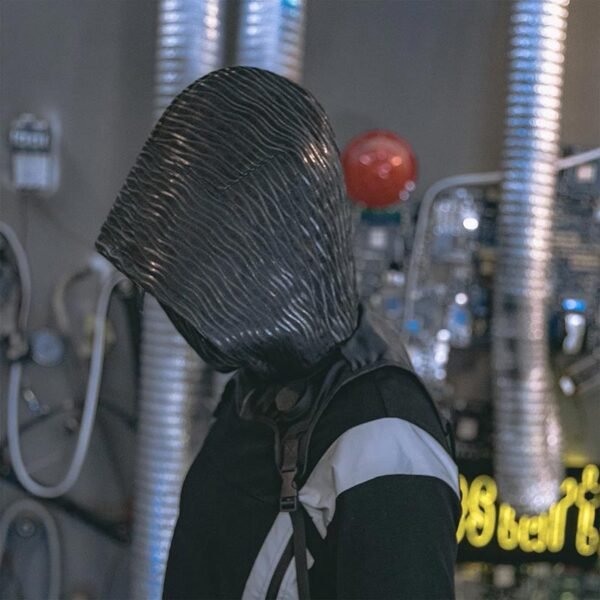 Cowl Hood and LED Mask Set - The Ultimate Cyberpunk Fashion Accessory - Lumisonata - Image 5