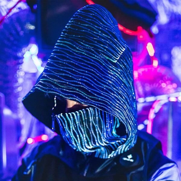 Cowl Hood and LED Mask Set - The Ultimate Cyberpunk Fashion Accessory - Lumisonata - Image 8