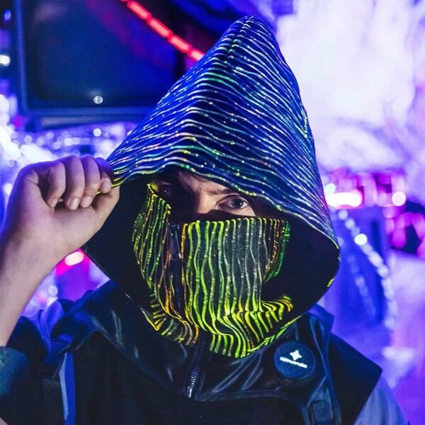 Cowl Hood and LED Mask Set - The Ultimate Cyberpunk Fashion Accessory - Lumisonata - Image 4