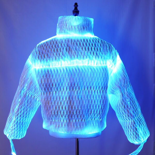 Blue luminous down jacket