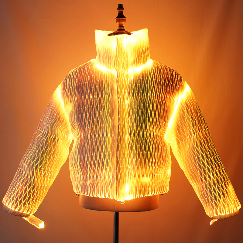 Orange luminous down jacket