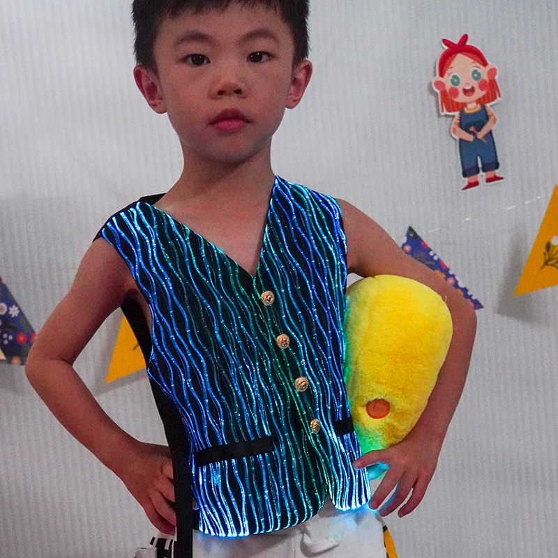 Children's wave pattern fiber optic fabric luminous vest