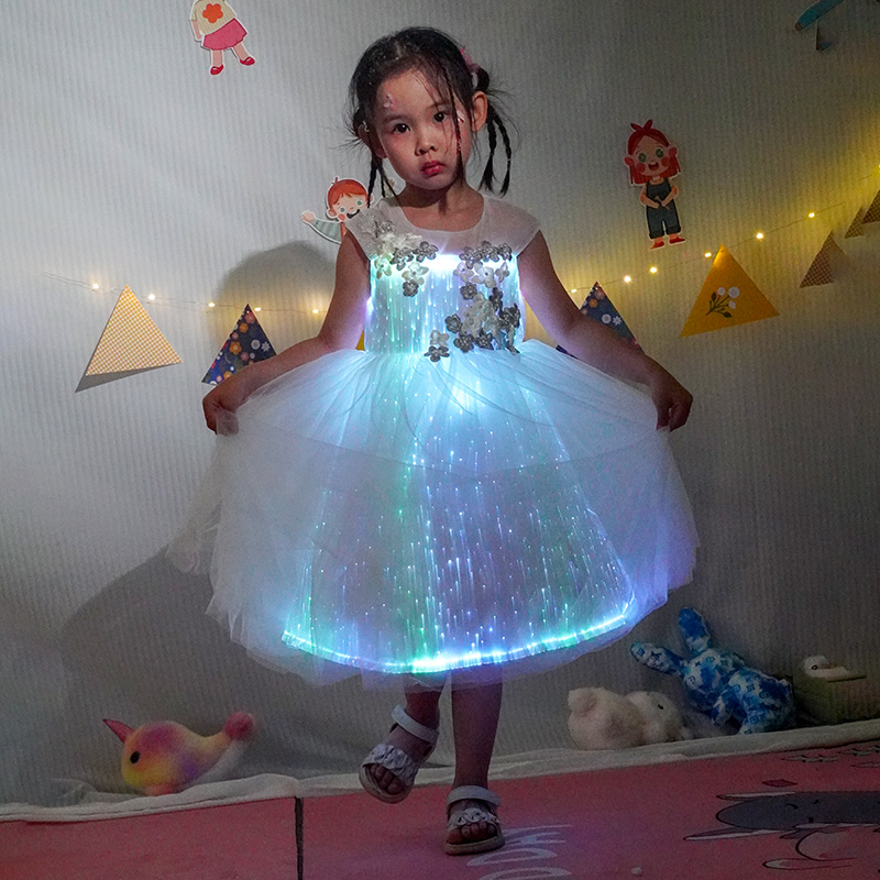 Embroidered tulle luminous children's dresses dresses