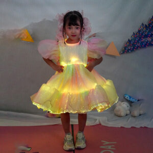 Pink luminous puffy dress children's dresses