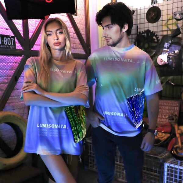 Couple Luminous T-Shirts, Printed Light Up T Shirt, Fashion Led Fiber Optic Fabric T-Shirts - Lumisonata - Image 3