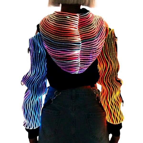 Punk Rock Clothing, Luminous Cyberpuk Female High Top Hoodie - Lumisonata - Image 6