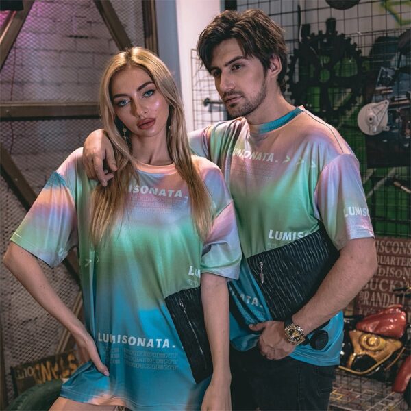 Couple Luminous T-Shirts, Printed Light Up T Shirt, Fashion Led Fiber Optic Fabric T-Shirts - Lumisonata - Image 8