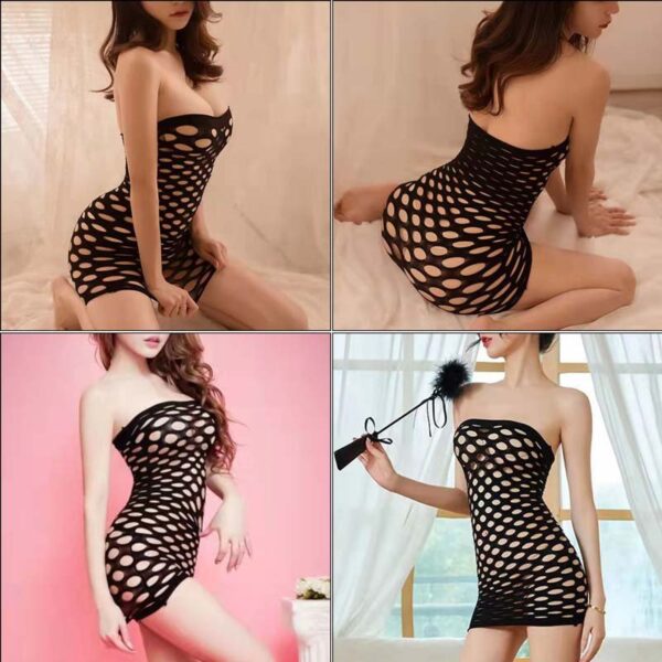 Hot Sexy Lingerie, Gothic Black Sheer Mesh Light Up Fishnet Underwear - Lumisonata - Image 8