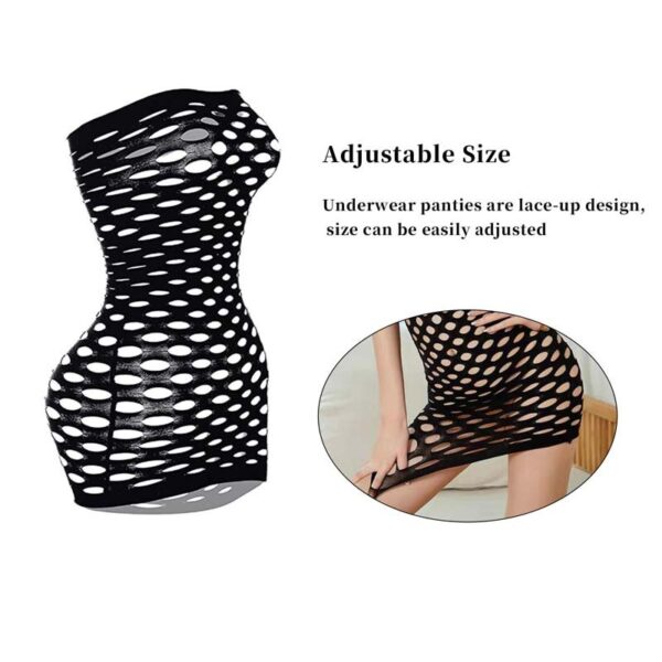 Hot Sexy Lingerie, Gothic Black Sheer Mesh Light Up Fishnet Underwear - Lumisonata - Image 6
