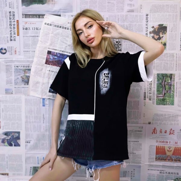 Vintage T-Shirts, Black Designer T-Shirt For Women, T-Shirt Dresses - Lumisonata - Image 8
