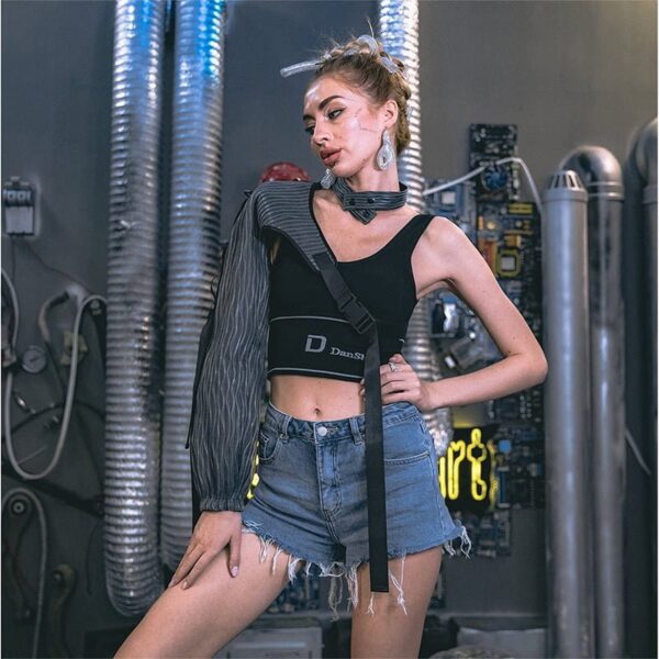 Punk Rave Clothing, Light up Steampunk One Shoulder Light Up Long Sleeve - Lumisonata - Image 8