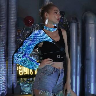 Punk Rave Clothing, Light up Steampunk One Shoulder Light Up Long Sleeve - Lumisonata