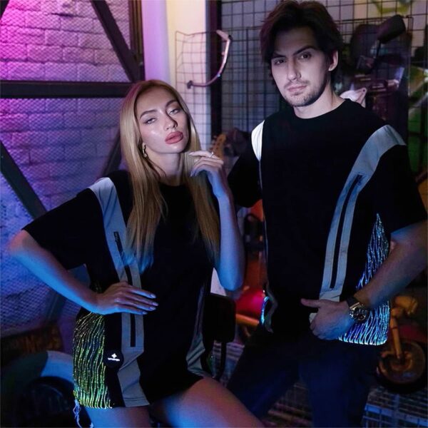 LED fiber optic fabric T-Shirts, Oversized T Shirts For Men - Lumisonata - Image 3