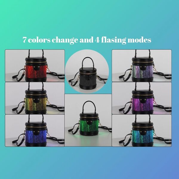 Led Light Up Small Bucket Purse Womens Shoulder Handbags Leather Mini Bucket Bag - Lumisonata – Bild 5