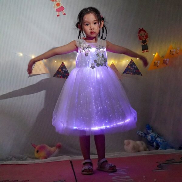 Embroidered tulle luminous children's dresses dresses - Image 3