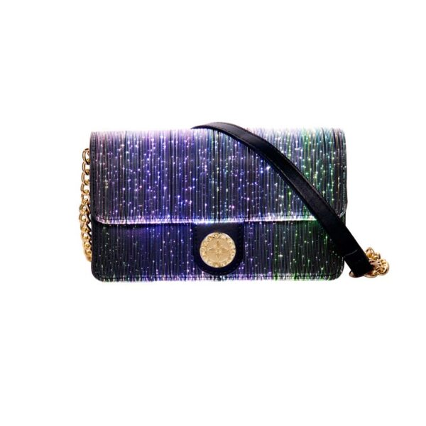 Light Up designer crossbody bags, Clutch Wallet Glitter with Metal Chain Strap - Lumisonata - Image 2